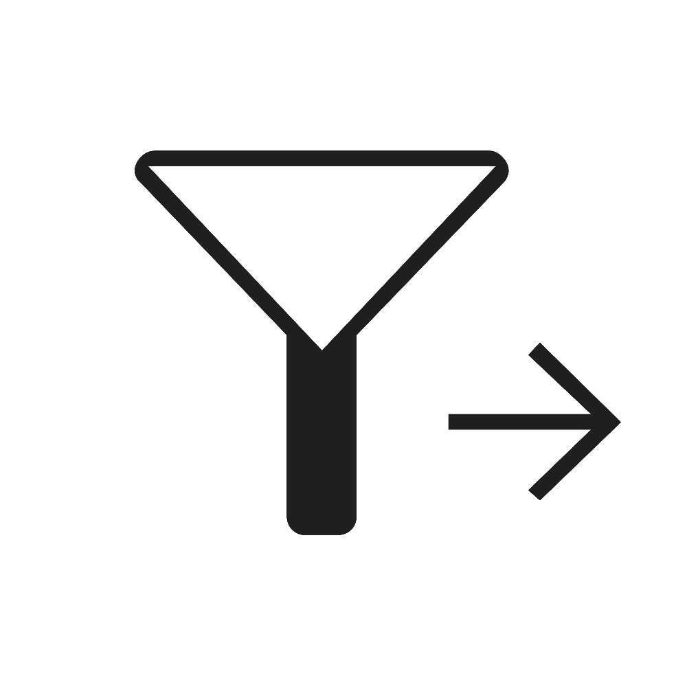 icono de filtro junto a flecha hacia la derecha